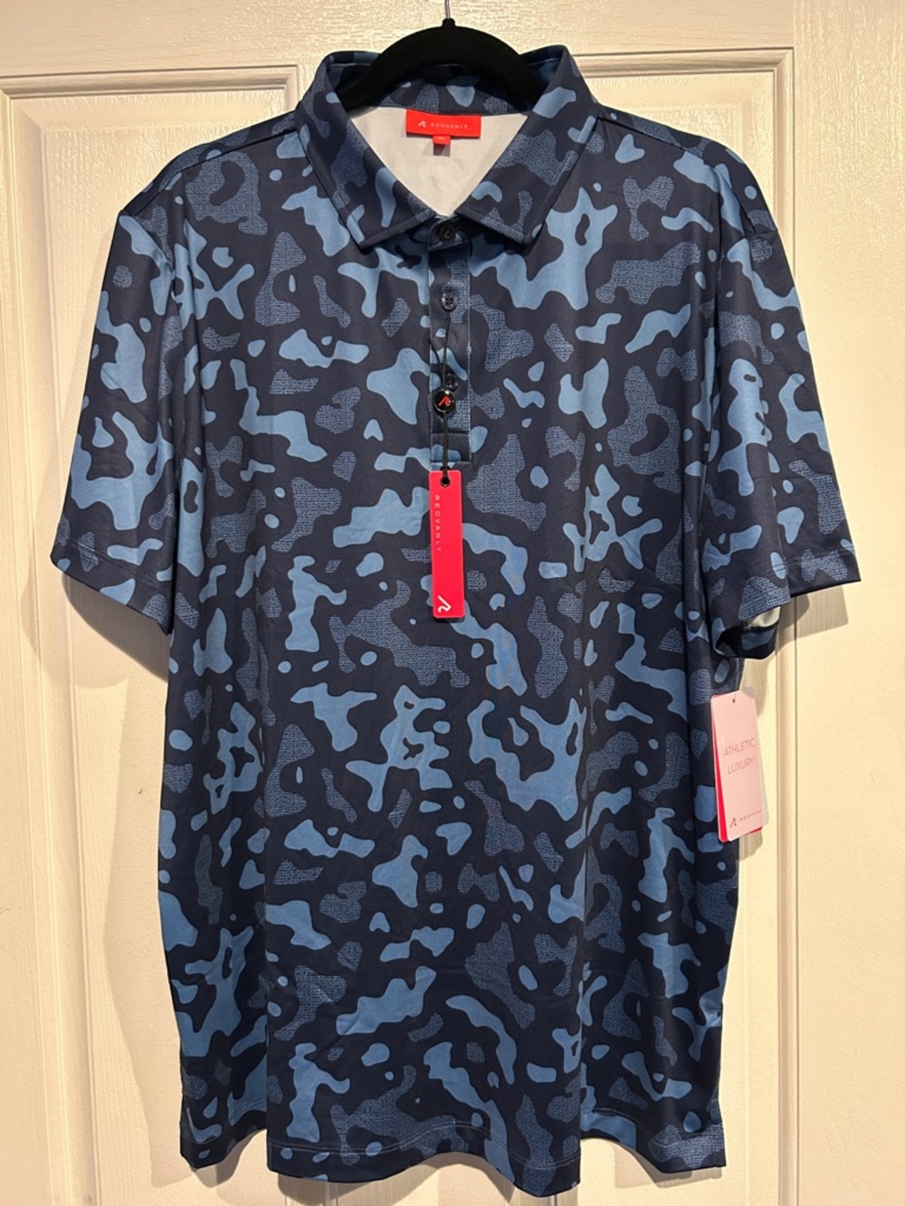 Redvanly Midnight Navy and Light Blue Camo Barres Polo